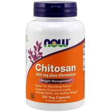 NOW Foods CHITOSAN 500 mg PLUS Сhromium 120 VCAPS Хітозан : Виробник NOW Foods