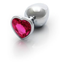 Металевий анальний затор Ouch! Heart Gem Silver - Rubellite Pink, М: Для кого Унисекс