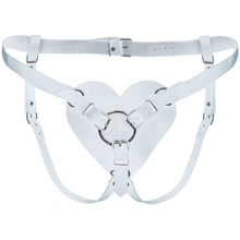 Трусики Серце для страпону з натуральної шкіри Feral Feelings - Hearts Strap-on Belt White: undefined undefined