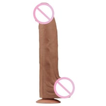 Фалоімітатор LoveToy Sliding-Skin Dual Layer Dong 14" Brown: Призначення Вагинальные