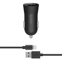 Зарядное устройство Belkin USB Car Charger 12W BoostUp Black with USB to Lightning Cable (F8J177DS04-BLK): Кабель в комплекте Lightning