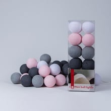 Гірлянда Cotton ball lights на 50 куль 7,5м, Pink-Grey: Тип Бавовняні кульки