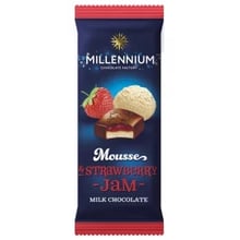 Шоколад Millennium Mousse молочний з мусовою та полуничною начинкою 135 г (4820075507664): Вага, г 135