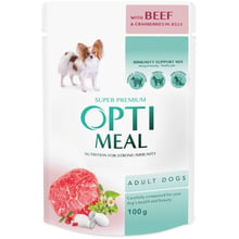 Вологий корм Optimeal Beef&Cranberries для дорослих собак з яловичиною та журавлиною в желе 12х100 г (4820215369626): Тип Влажный корм