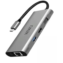 Адаптер WIWU Adapter Alpha A11312H USB-C to 3xUSB + SD + 2xHDMI + VGA + RJ45 + 3.5mm Space Grey: Колір сірий