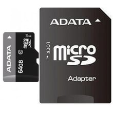 Карта пам'яті ADATA 64GB microSDXC Class 10 UHS-I U1 + adapter (AUSDX64GUICL10-RA1)