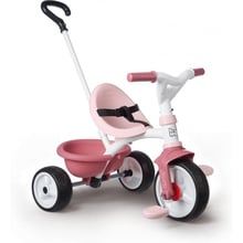 Детский трехколесный велосипед Smoby 2-в-1 Би Муви с ручкой, розовый (740332)