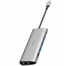 Адаптер WIWU Adapter Alpha A11 USB-C to USB-C+3xUSB3.0+USB2.0+SD+VGA+HDMI+RJ45+3.5mm Grey: Колір серый