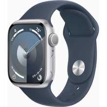 Apple Watch Series 9 41mm GPS Silver Aluminum Case with Storm Blue Sport Band - S/M (MR903): Цвет серебристый (Silver)