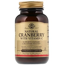 Solgar Natural Cranberry, with Vitamin C, 60 Veg Caps Солгар Клюква натуральная с витамином С: Форма выпуска Капсулы