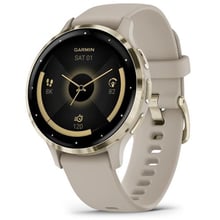 Смарт-часы Garmin Venu 3S Soft Gold Stainless Steel Bezel with French Grey Case and Silicone Band (010-02785-02): Дисплей 1.2" AMOLED (390x390)