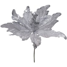 Цветок на стебле Jumi для новогоднего декора 28 см серебристый (5900410714342)