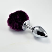 Анальна пробка з хвостиком LoveToy Large Silver Plug+Pompon Purple: Для кого Унисекс