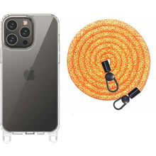 Чехол для iPhone Epic TPU Transparent with Straps Orange/White for iPhone 14 Pro: Цвет оранжевый