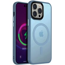 Чехол для iPhone Mobile Case TPU+PC Metal Buttons with MagSafe Colorful Light Blue for iPhone 16 Plus: Цвет голубой