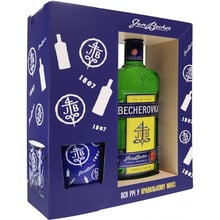 Набір лікерна настойка на травах Becherovka 0,7 л 38% + 1 металева чашка (WT4446): Об'єм, л 0.7