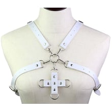 Портупея з фіксатором Women's PU Leather Chest Harness Caged Bra WHITE: Виробник SKN