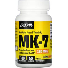 Jarrow Formulas Most Active Form of Vitamin K2 180 mcg Вітамін K2 активна форма MK-7 60 гелевих капсул: Тип вітамін K