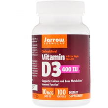 Jarrow Formulas Vitamin D3 Cholecalciferol 400 IU 100 Softgels Вітамін D3, холекальциферол: Тип вітамін D