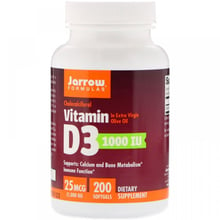 Jarrow Formulas Vitamin D3 1000 IU 200 Softgels Вітамін D3, холекальциферол: Тип вітамін D