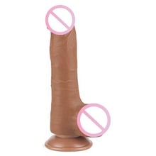 Фалоімітатор LoveToy Sliding-Skin Dual Layer Dong 8" Brown: Призначення Вагинальные