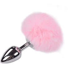 Металевий анальний затор Кролячий хвостик Alive Fluffly Plug M Pink: Для кого Унисекс