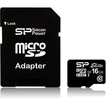 Карта памяти Silicon Power 16GB microSDHC Class 10 UHS-I U1 Elite + adapter (SP016GBSTHBU1V10SP)