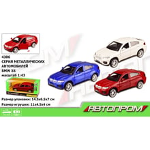 Машина метал 4306 АВТОПРОМ, 1:43 BMW X6, 3 кольори, откр.двері, 14,5x6,5x7см: Виробник АВТОПРОМ