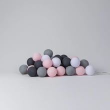 Гирлянда Cotton ball lights на 10 шаров 2,7м, Pink-Grey: Тип Хлопковые шарики