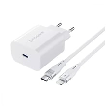 Зарядное устройство Proove Wall Charger USB-C Rapid 20W White with Lightning Cable (WCRP20012102): Особенности Быстрая зарядка, Power Delivery (PD), USB-C