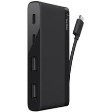 Адаптер Belkin Travel Hub USB-C to 2xUSB-C+2xUSB 3.0 Black (F4U090btBLK): Цвет черный