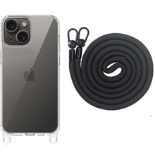 Чехол для iPhone Epic TPU Transparent with Straps Black for iPhone 15: Цвет черный