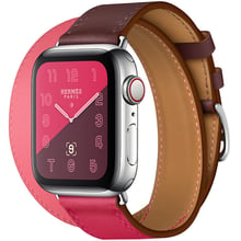 Apple Watch Series 4 Hermes 40mm GPS+LTE Stainless Steel Case with Bordeaux/Rose Extrême/Rose Azalée Swift Leather Double Tour: Цвет серебристый (Silver)