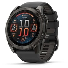 Смарт-часы Garmin Fenix 8 AMOLED 51mm Sapphire Carbon Grey DLC with Black/Pebble Grey Silicone Band (010-02905-21): Дисплей 1.4" AMOLED (454x454) / Corning Gorilla Glass