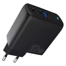 Зарядное устройство Proove Wall Charger 2xUSB-C+USB Shot GaN 67W Black: Особенности Быстрая зарядка, Power Delivery (PD), USB-C