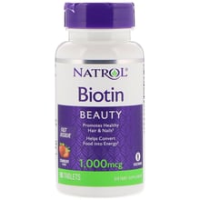 Natrol Biotin, Fast Dissolve, Strawberry Flavor, 1,000 mcg, 90 Tablets (NTL-06077): Форма випуску таблетки