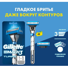 Gillette Mach3 Turbo Станок для бритья с 2 сменными касетами: Вид Бритвенные станки