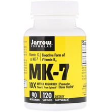 Jarrow Formulas MK-7 Vitamin K2 as MK-7 90 mcg 120 Softgels Вітамін К2: Тип вітамін K