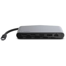 Адаптер Belkin Adapter USB-C to 2xHDMI+RJ45+2xUSB Thunderbolt 3 Mini Dock Black (F4U098BT): Цвет черный