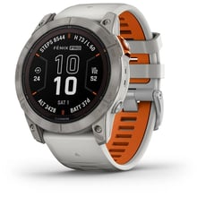 Смарт-часы Garmin Fenix 7X Pro Sapphire Solar Titanium with Fog Gray/Ember Orange Band (010-02778-15): Дисплей 1.4 " (280х280)