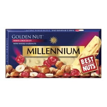 Шоколад Millennium Golden Nut білий з лісовими горіхами та журавлиною 100 г (4820005193097): Вага, г 100