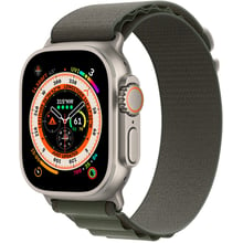 Apple Watch Ultra GPS + Cellular 49mm Titanium Case with Green Alpine Loop - Medium (MQFN3/MQEW3)