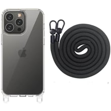 Чехол для iPhone Epic TPU Transparent with Straps Black for iPhone 13 Pro: Цвет черный