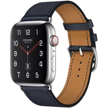 Apple Watch Series 4 Hermes 44mm GPS+LTE Stainless Steel Case with Bleu Indigo Swift Leather Single Tour: Цвет серебристый (Silver)