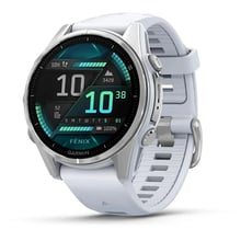 Смарт-годинник Garmin Fenix 8 AMOLED 43mm Silver with Whitestone Silicone Band (010-02903-00): Дисплей 1.3" AMOLED (416x416) / Corning Gorilla Glass