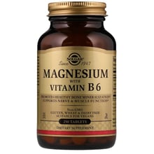 Solgar Magnesium, with Vitamin B6, 250 Tablets Магній, вітамін В6: Форма випуску таблетки