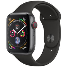 Apple Watch Series 4 44mm GPS+LTE Space Gray Aluminum Case with Black Sport Band (MTUW2, MTVU2): Цвет серый (Space Gray)