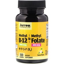 Jarrow Formulas Methyl B-12 & Methyl Folate 1,000 mcg / 400 mcg 100 Lozenges Lemon Flavor Метілфолат і метил B-12: Тип вітамін B