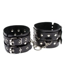 Кайдани Leather Double Fix Leg Cuffs, black: Виробник sLash