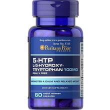 Puritan's Pride 5-HTP 100 mg (Griffonia Simplicifolia) 60 Caps 5-гідрокситриптофан швидкого вивільнення: Форма випуску капсули